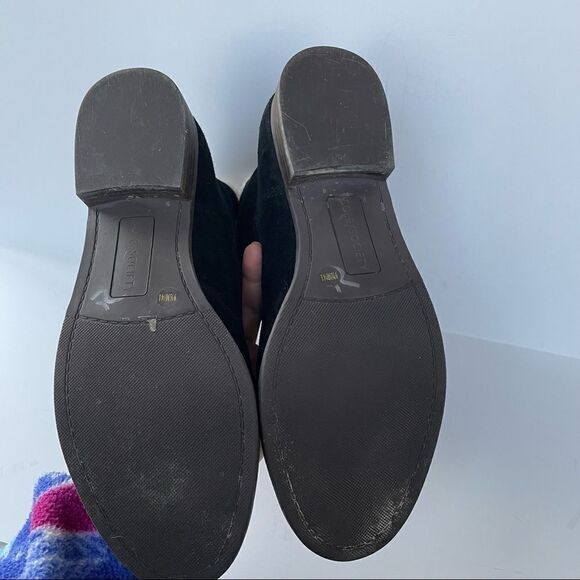 Sole Society Black Faux Suede Flat Boots Women Size 9.5 Lined Almond Toe - Picture 5 of 7